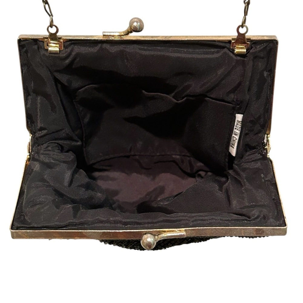 Women’s Vintage Black Beaded Clutch Shoulder Bag Purse Formal Elegant Party - Picture 5 of 10
